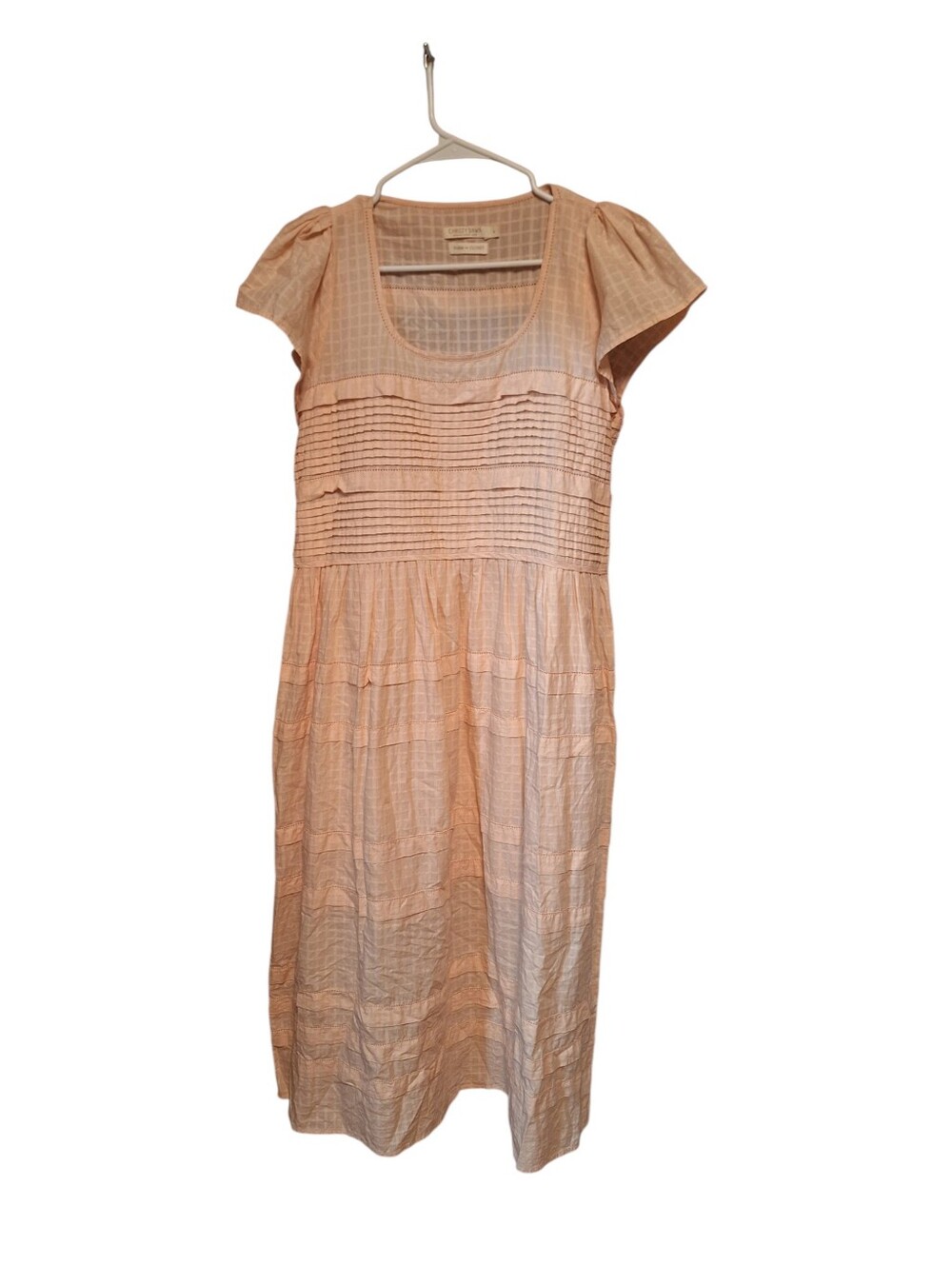 Christy Dawn Peach Pintuck Charley Dress Regenerative Cotton Farm Closet Large